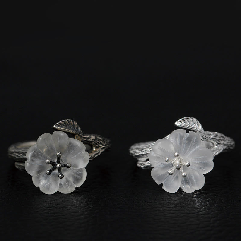 Crystal Flower Sterling Silver Ring — detail view 2