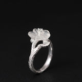 Crystal Flower Sterling Silver Ring — detail view 3