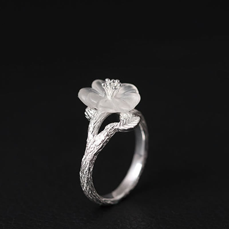 Crystal Flower Sterling Silver Ring — detail view 3