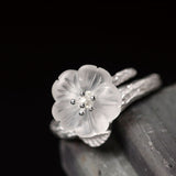 Crystal Flower Sterling Silver Ring — detail view 5