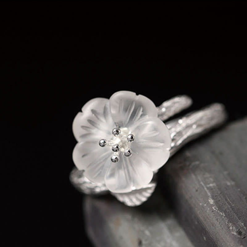 Crystal Flower Sterling Silver Ring — detail view 5