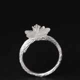 Crystal Flower Sterling Silver Ring — detail view 6