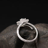 Crystal Flower Sterling Silver Ring — detail view 7