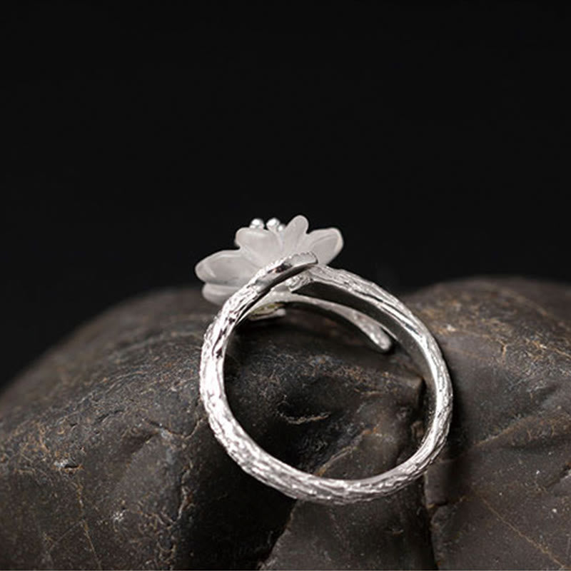 Crystal Flower Sterling Silver Ring — detail view 7