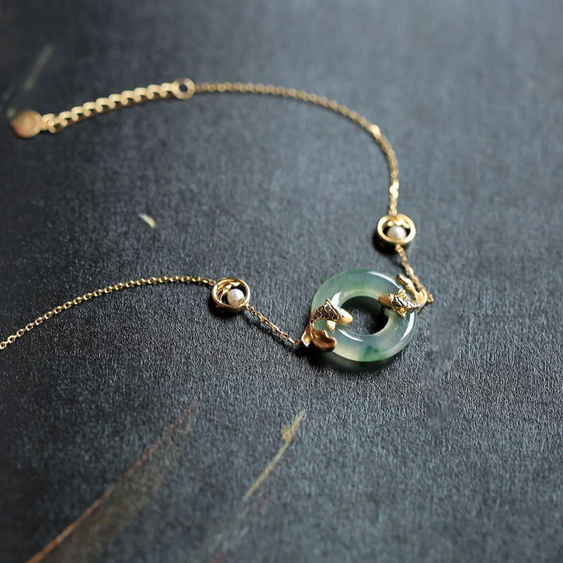 Cyan Jade Koi Chain Bracelet — product view 1