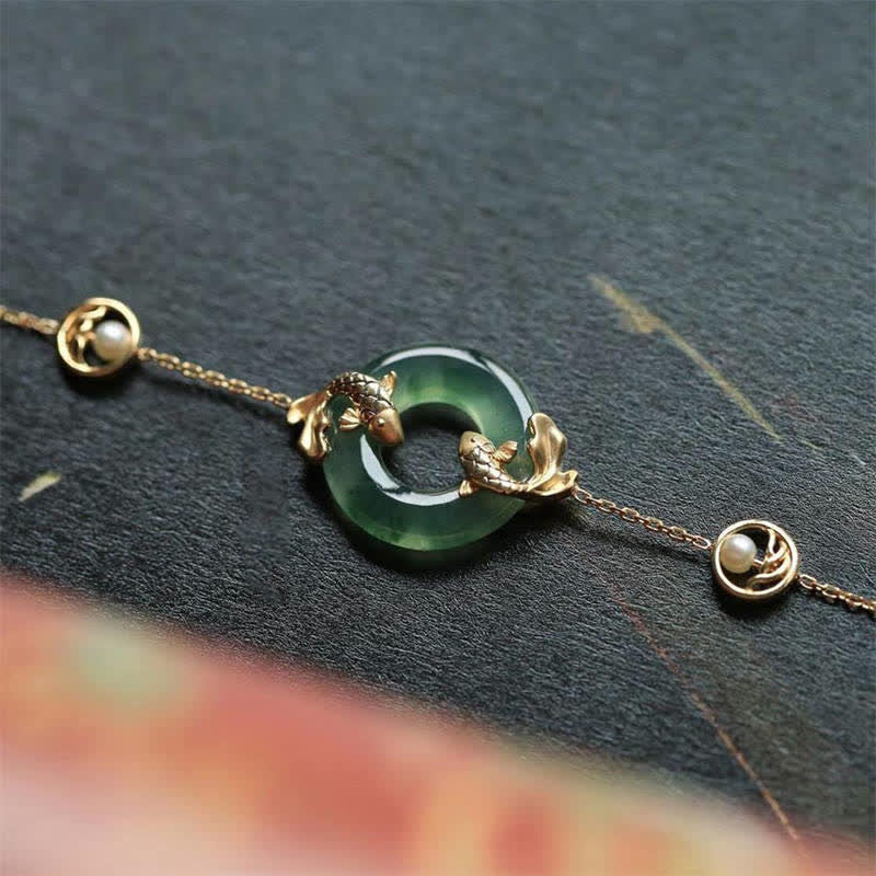 Cyan Jade Koi Chain Bracelet — product view 2
