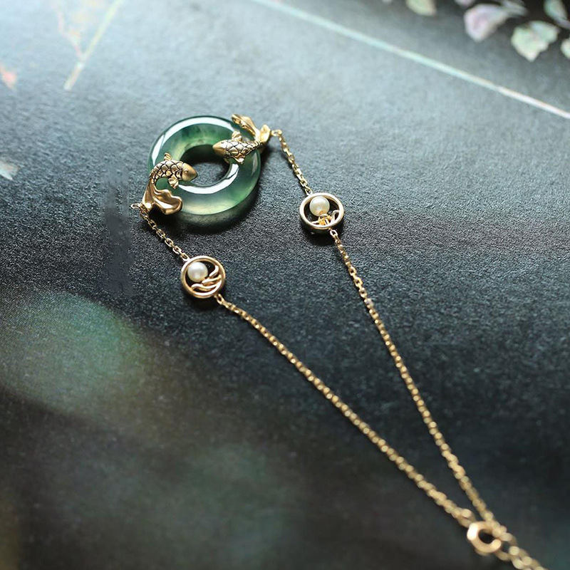 Cyan Jade Koi Chain Bracelet — product view 4
