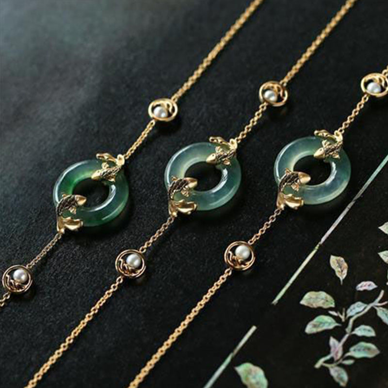 Cyan Jade Koi Chain Bracelet — product view 5