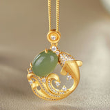 Cyan Jade Koi Pendant Necklace — product view 2