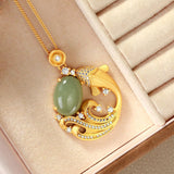 Cyan Jade Koi Pendant Necklace — product view 6