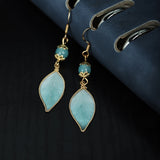 Cyan Silk Leaf Drop Earrings — product view 3
