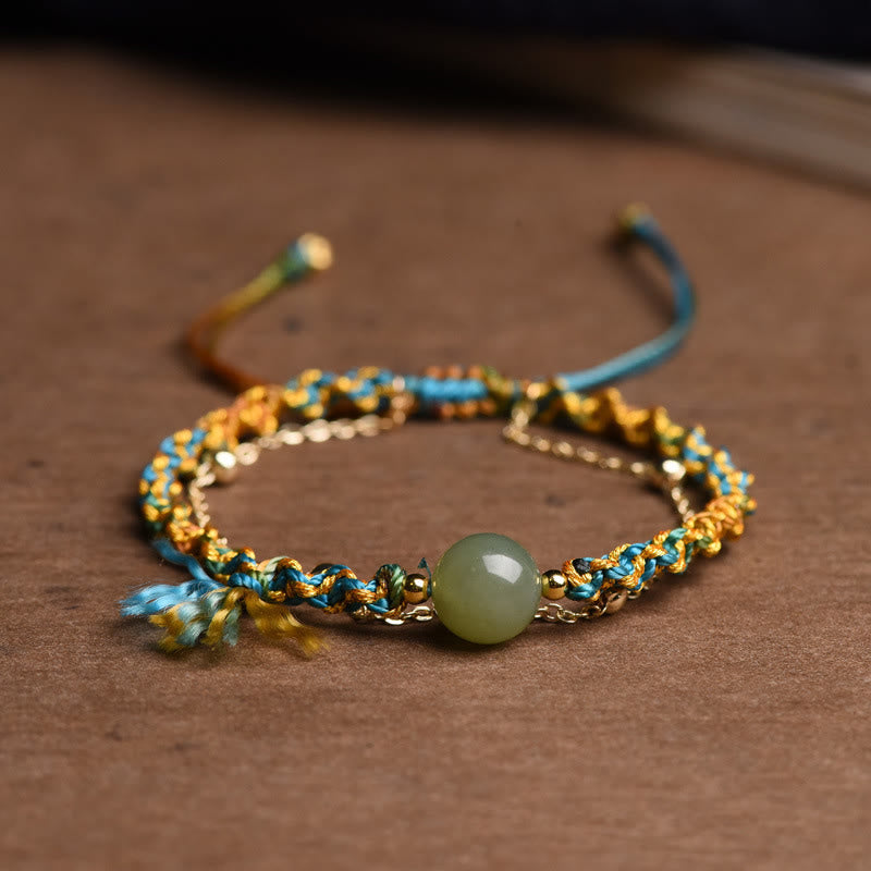 Double Cord Jade Bead Bracelet — product view