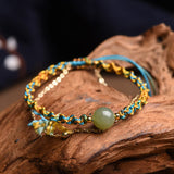 Double Cord Jade Bead Bracelet — detail view 3