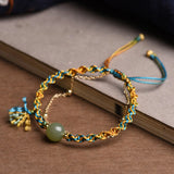 Double Cord Jade Bead Bracelet — detail view 5