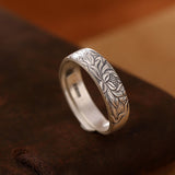 Engraved Floral Silver Band — detail view 2