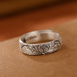 Engraved Floral Silver Band — detail view 3
