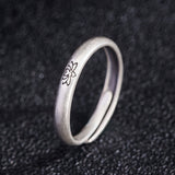 Engraved Lotus Sterling Silver Band — product view 2