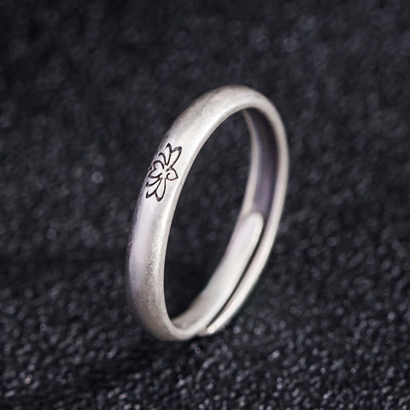 Engraved Lotus Sterling Silver Band — product view 2