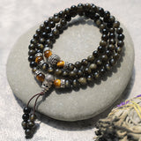 Gold Sheen Obsidian Long Bead Necklace — product view 1