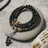 Gold Sheen Obsidian Long Bead Necklace — product view 2