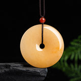 Golden Silk Jade Disc Necklace — product view