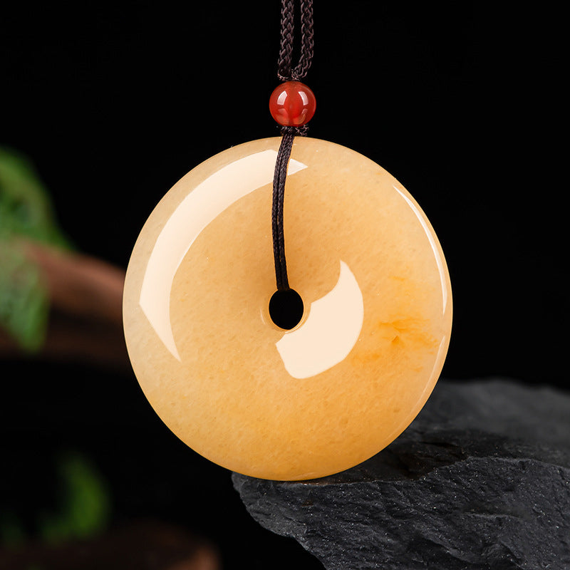 Golden Silk Jade Disc Necklace — detail view 5