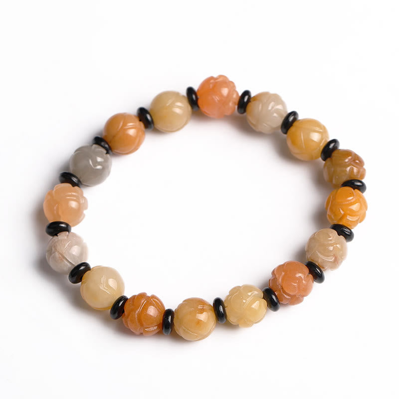 Golden Silk Jade Lotus Bracelet — detail view 3