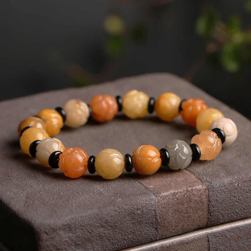 Golden Silk Jade Lotus Bracelet — detail view 5