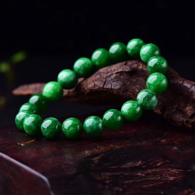 Green Jade Round Bead Bracelet — product view 1