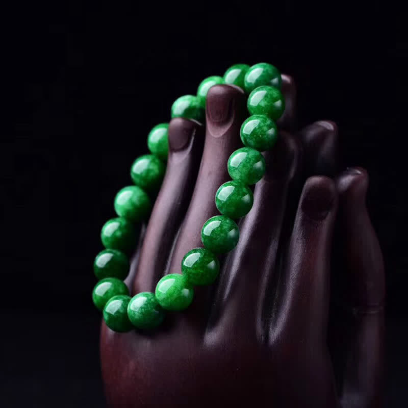Green Jade Round Bead Bracelet — product view 2