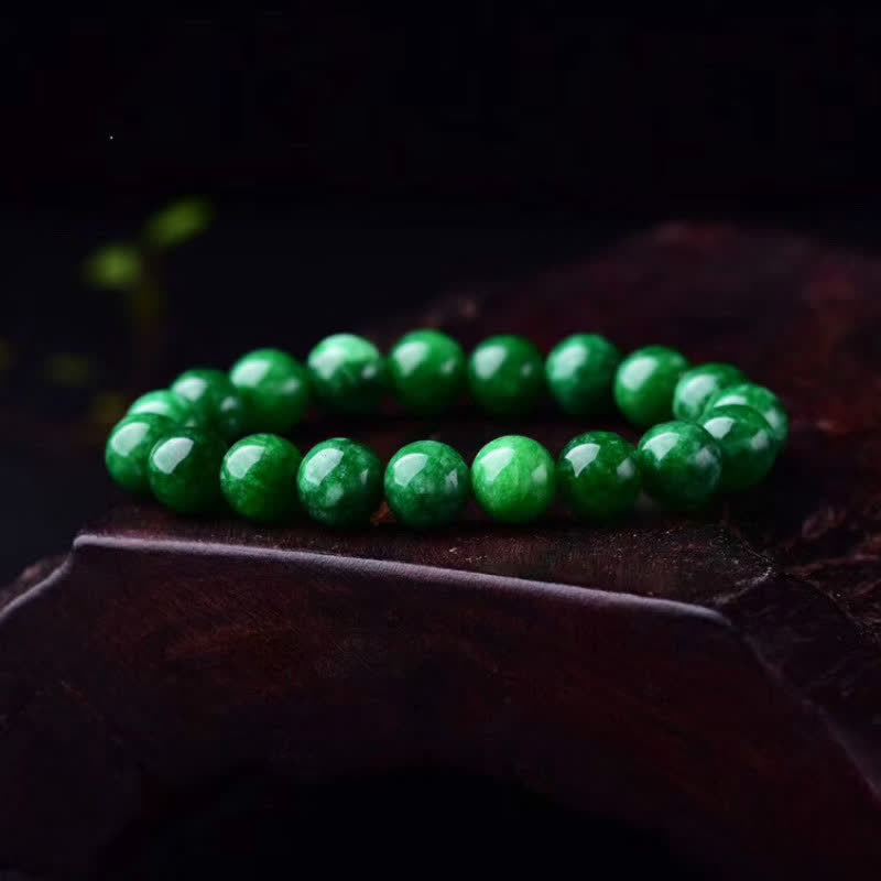 Green Jade Round Bead Bracelet — product view 4