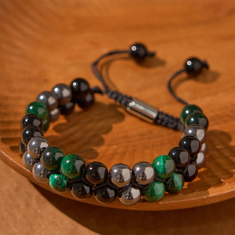 Green Tiger's Eye Double Row Bracelet — product view 2