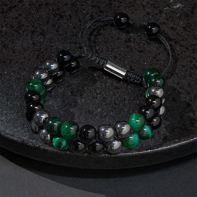 Green Tiger's Eye Double Row Bracelet — product view 3