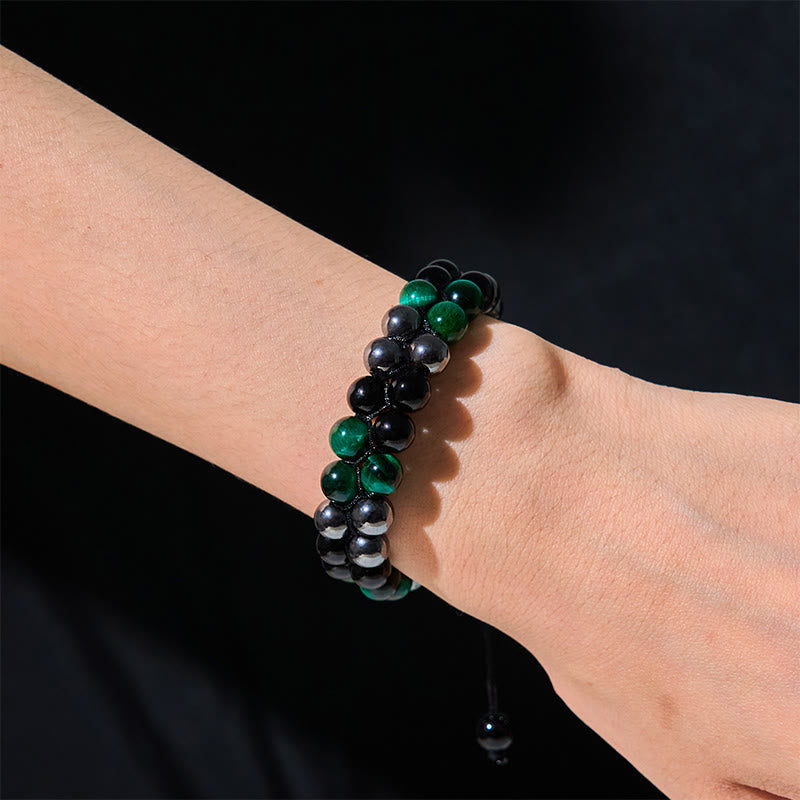 Green Tiger's Eye Double Row Bracelet — product view 4