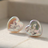 Heart-Shaped Pearl Stud Earrings — product view 2