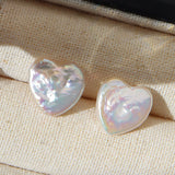 Heart-Shaped Pearl Stud Earrings — product view 3