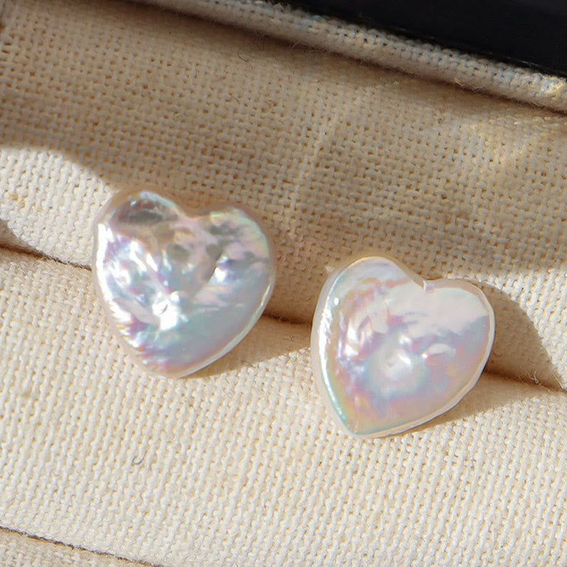 Heart-Shaped Pearl Stud Earrings — product view 3