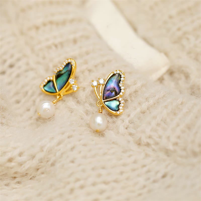Iridescent Butterfly Pearl Stud Earrings — product view 1