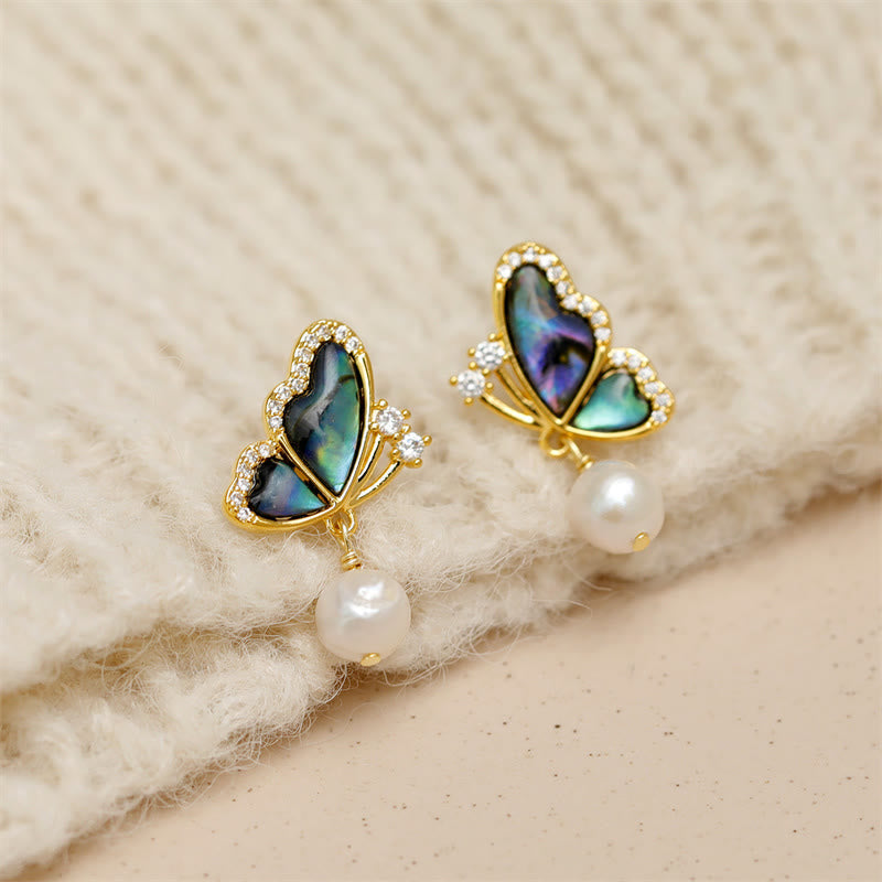 Iridescent Butterfly Pearl Stud Earrings — product view 2