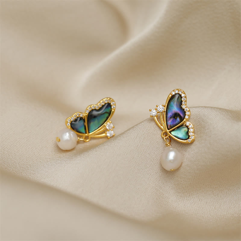 Iridescent Butterfly Pearl Stud Earrings — product view 4