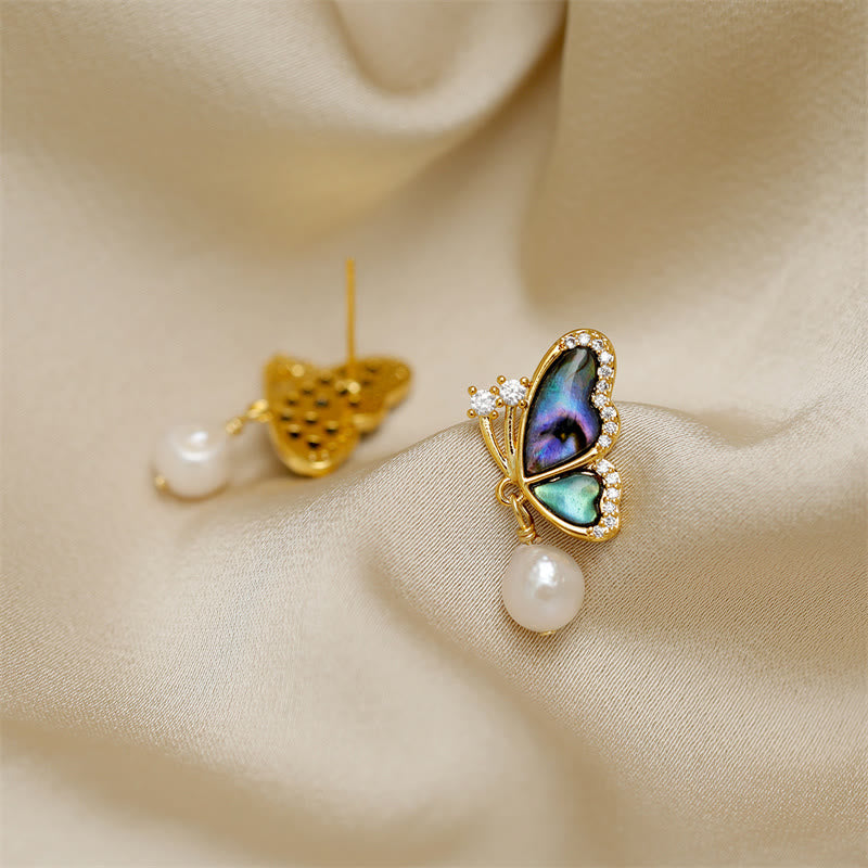 Iridescent Butterfly Pearl Stud Earrings — product view 5