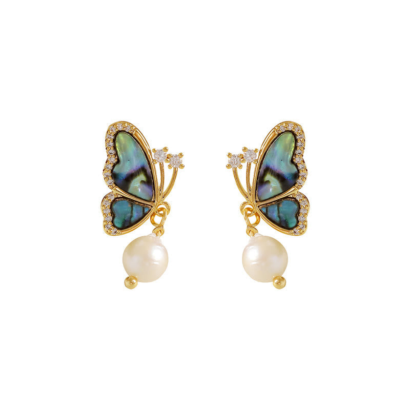 Iridescent Butterfly Pearl Stud Earrings — product view 6