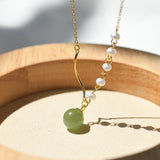 Jade and Pearl Bead Necklace — product view