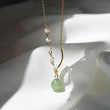 Jade and Pearl Bead Necklace — detail view 2