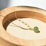 Jade and Pearl Bead Necklace — detail view 5