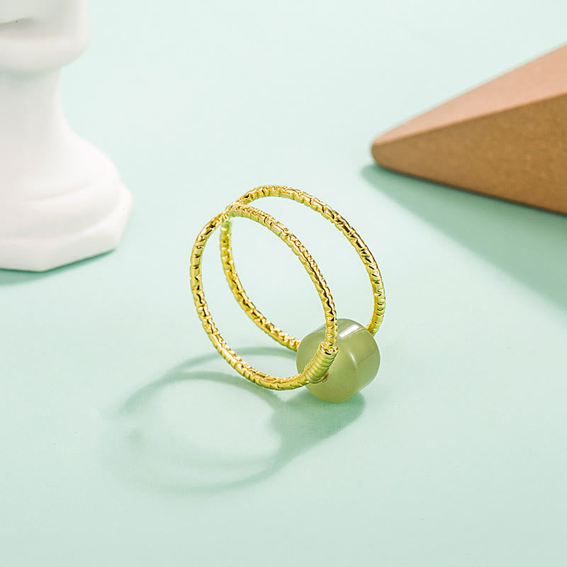 Jade and Pearl Double Wire Ring — detail view 3