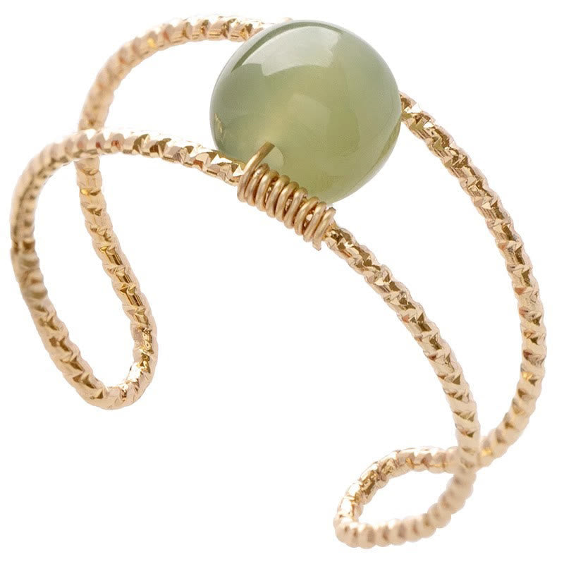 Jade and Pearl Double Wire Ring — detail view 6