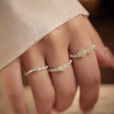 Jade and Silver Bead Elastic Ring — product view