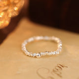 Jade and Silver Bead Elastic Ring — detail view 4