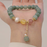 Jade and Strawberry Quartz Charm Bracelet — product view 1